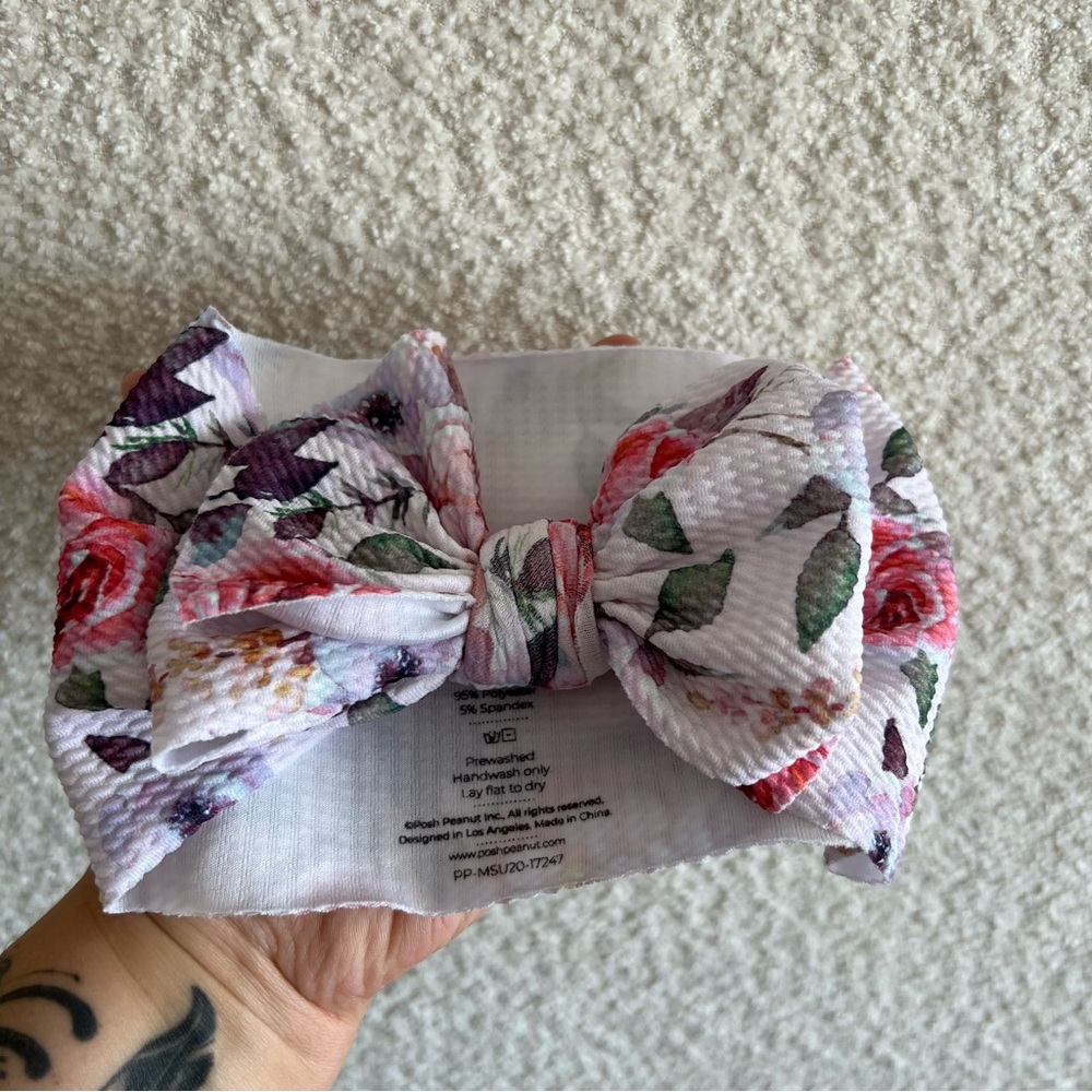 Posh Peanut Baby‎ Lulu Headwrap Pink Floral Oversized Bow Headband One Size